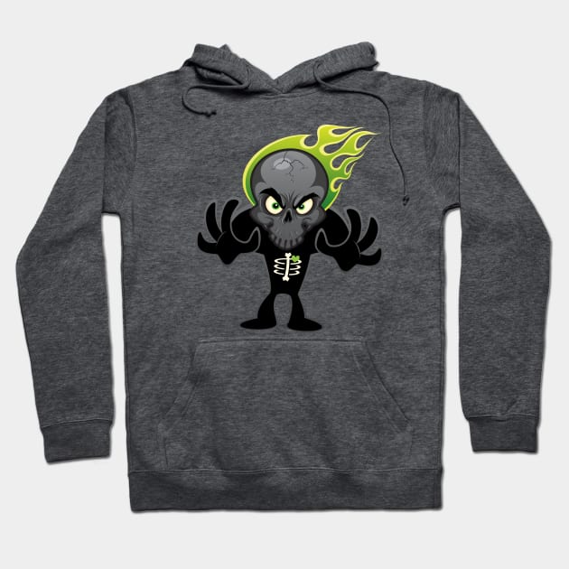 SkullyDawg Green Flame Hoodie by Goin Ape Studios